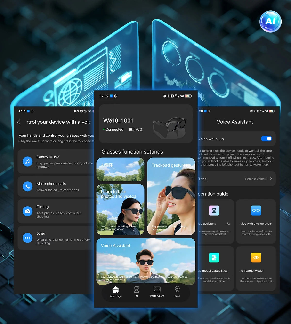 GUHUAVMI W610 AI Smart Glasses – Bluetooth Audio, Camera & Voice Assistant