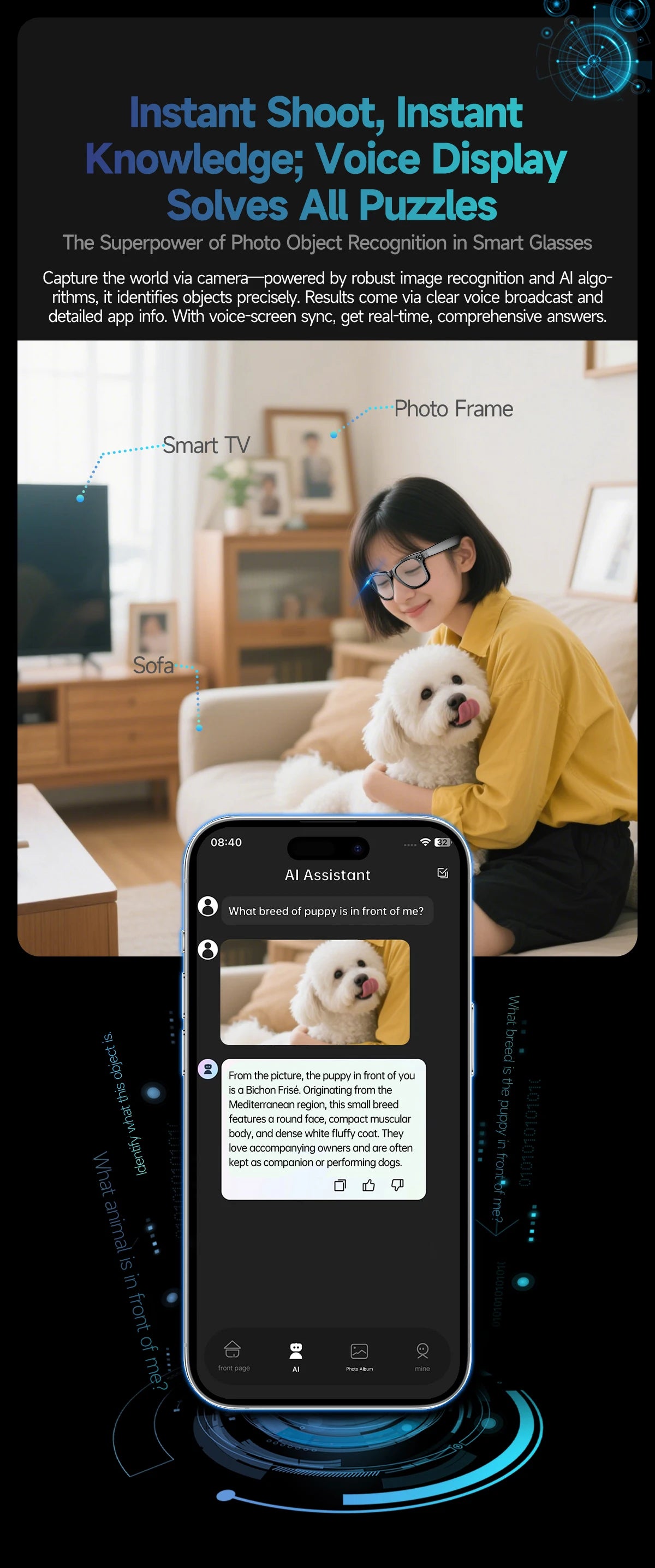 GUHUAVMI W610 AI Smart Glasses – Bluetooth Audio, Camera & Voice Assistant