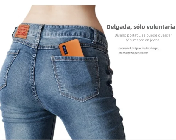 10,000 mAh Leather-Textured Power Bank – 3 USB Ports & LED Flashlight