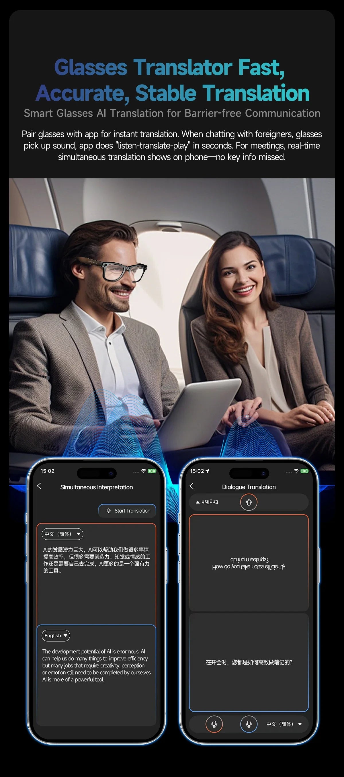 GUHUAVMI W610 AI Smart Glasses – Bluetooth Audio, Camera & Voice Assistant