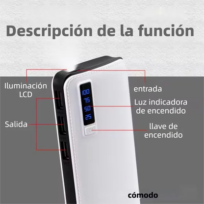 10,000 mAh Leather-Textured Power Bank – 3 USB Ports & LED Flashlight