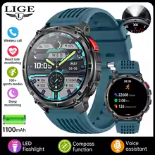 LIGE Outdoor Sport Smartwatch for Men – 1100mAh Battery, Bluetooth Call, IP68 Waterproof
