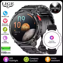 LIGE Outdoor Sport Smartwatch for Men – 1100mAh Battery, Bluetooth Call, IP68 Waterproof